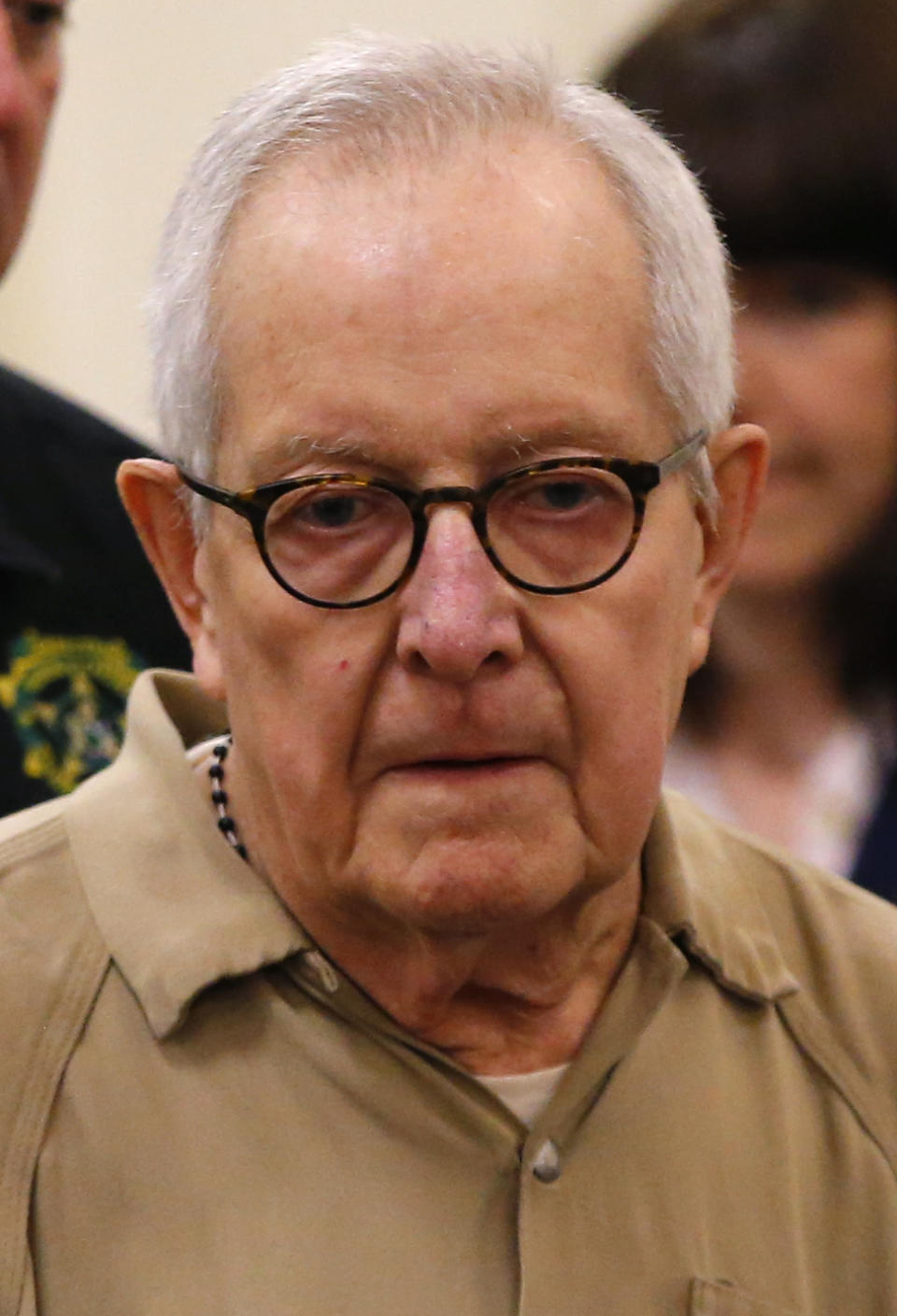 Former priest Ronald Paquin arrives for sentencing York County Superior Court, Friday, May 23, 2019, in Alfred, Maine. The defrocked Massachusetts priest was convicted for sexually abusing an altar boy years ago. Paquin spent more than 10 years in a prison in Massachusetts for sexually abusing another altar boy in that state. (AP Photo/Robert F. Bukaty)