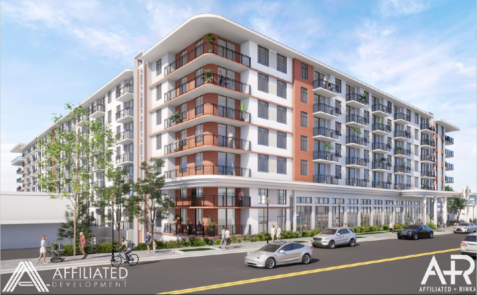 This artist's rendering shows The Drift, a proposed 337-apartment complex at the long-vacant SunTrust bank property on New Haven Avenue in downtown Melbourne.