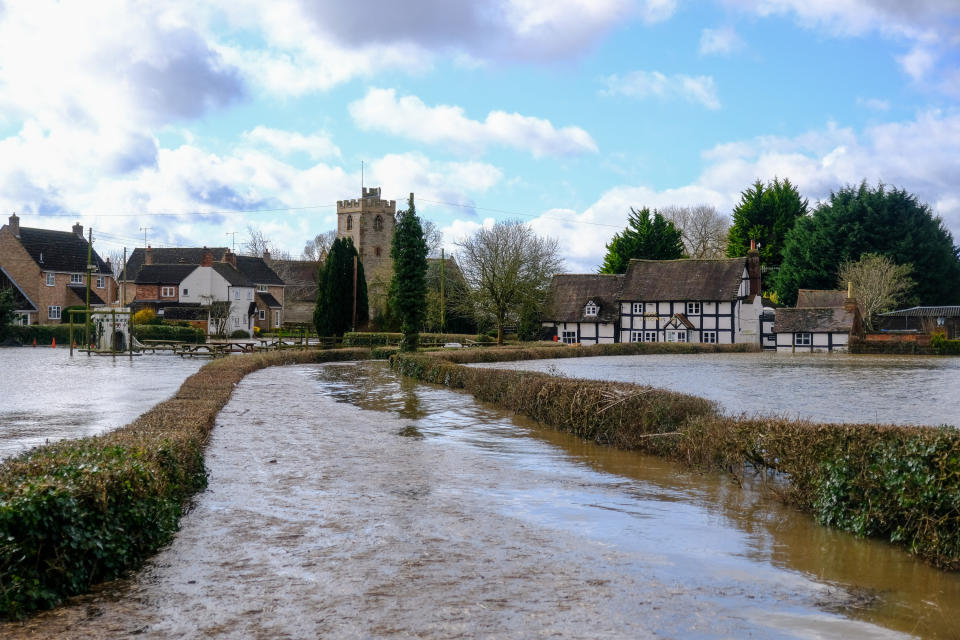 Flooding has consumed Severn Stoke just south of Worcester after the River Severn has broken it's banks.