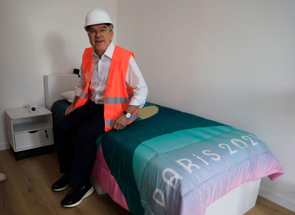 “Anti-sex” beds have arrived in Paris ahead of the 2024 Olympic Games, with their materials and small size allegedly aimed at deterring athletes from getting kinky during the competition. POOL/AFP via Getty Images