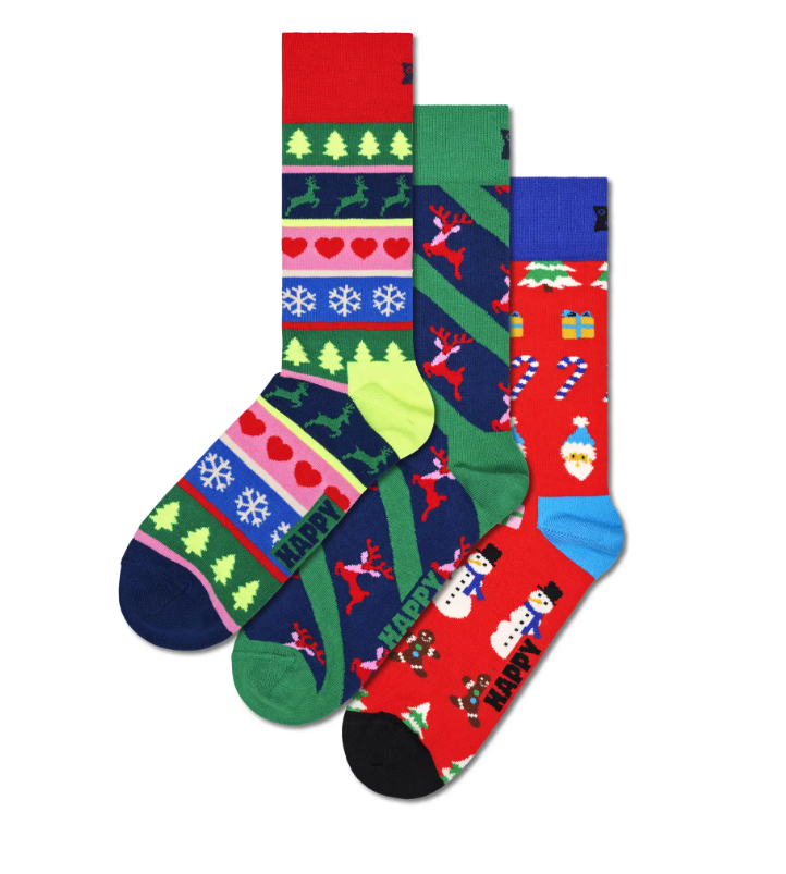 3-pack of ugly sweater patterned socks