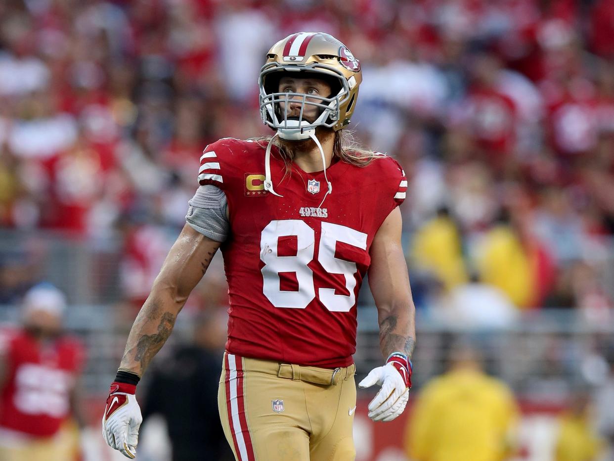 George Kittle takes the field for the San Francisco 49ers.