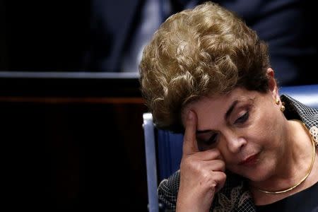 Brazil's suspended President Dilma Rousseff attends the final session of debate and voting on Rousseff's impeachment trial in Brasilia, Brazil, August 29, 2016. REUTERS/Ueslei Marcelino