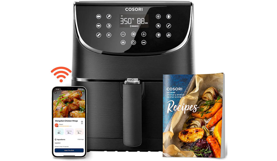 An air fryer with an iPhone app and recipe book