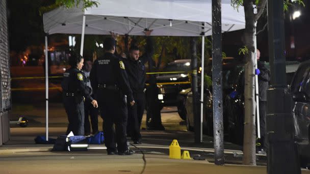 PHOTO: Police Officers at the scene of a shooting in Newark, N.J., on May 3, 2023. (Kyle Mazza/SOPA Images via Shutterstock)