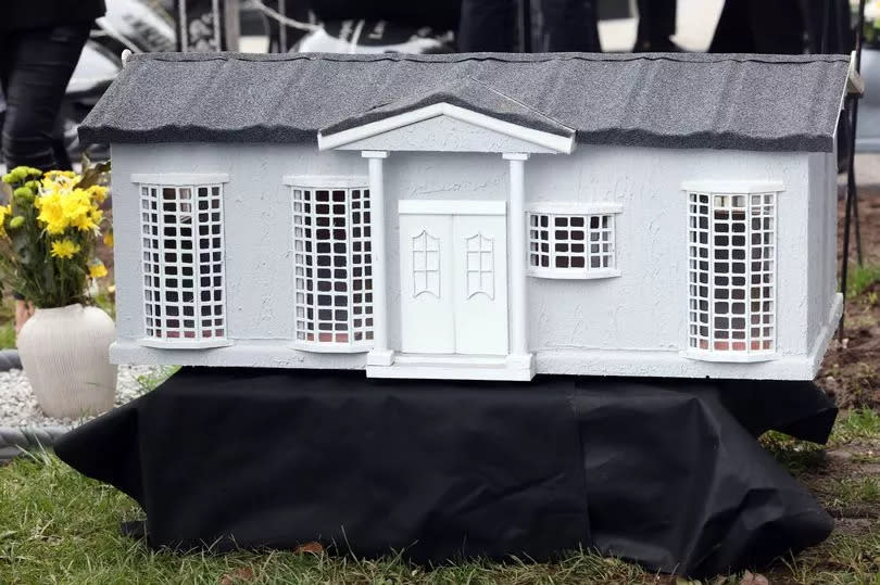 A model of Jim's home at Wentloog Road, which was fondly known as 'The Chalet' was taken from the wake to the graveside