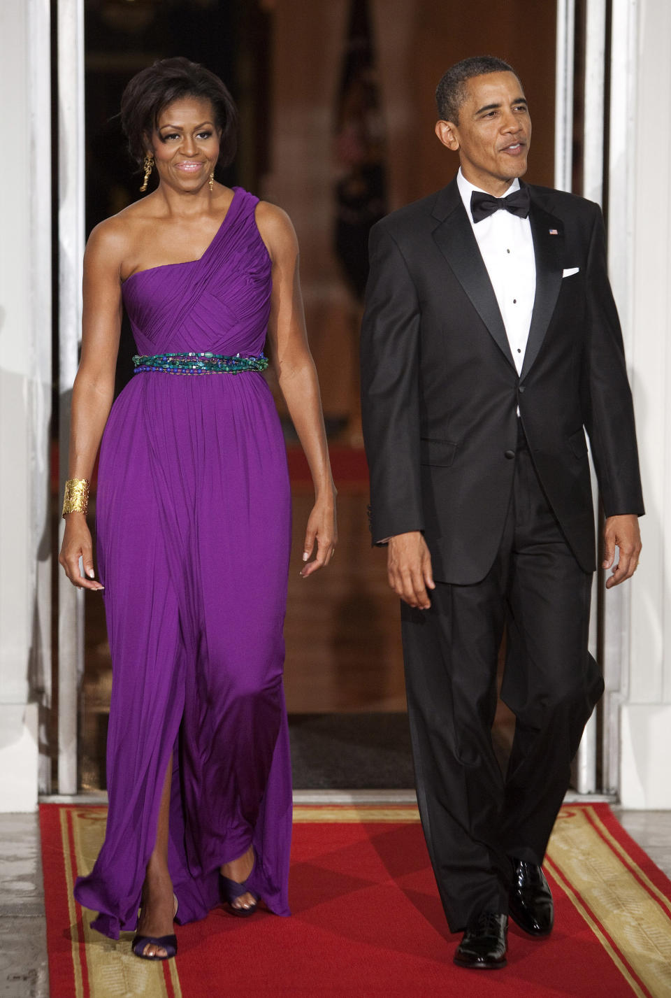 For a state dinner with the president and first lady of South Korea in 2011, the former FLOTUS chose a striking purple gown by Korean-American designer Doo-Ri Chung.&nbsp;