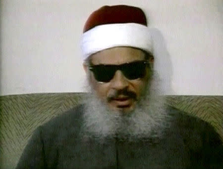 FILE PHOTO - Egyptian Omar Abdel-Rahman speaks during a news conference in this still image taken from February 1993 video footage in New York, U.S. on January 18, 2013. REUTERS/Reuters TV