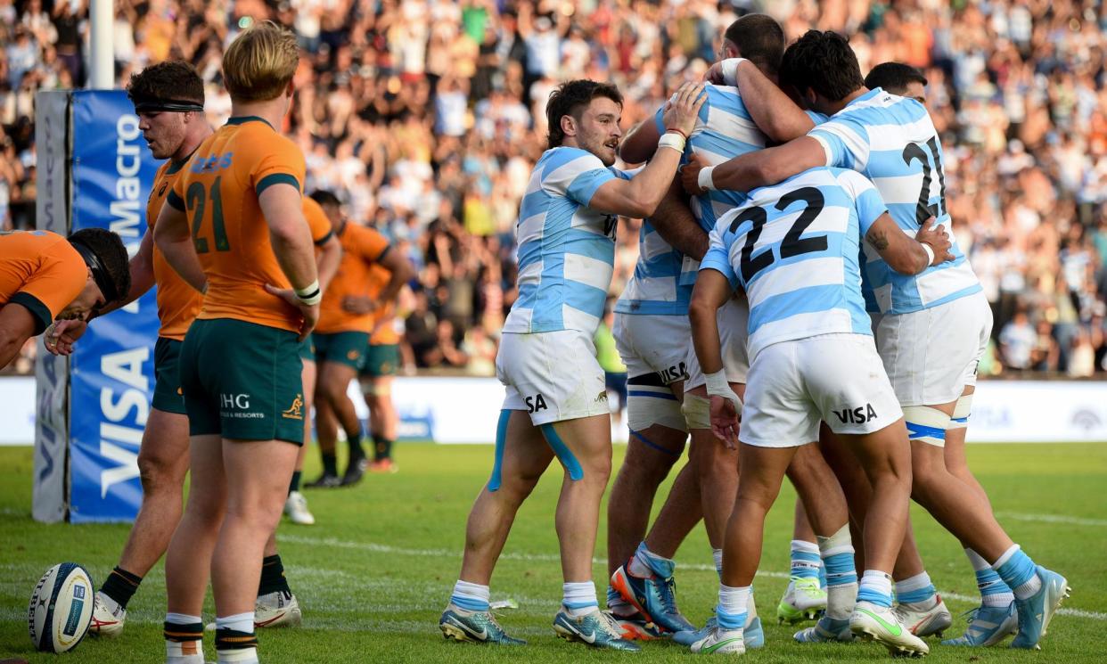 <span>Argentina have run in nine tries to thump the Wallabies 67-27 with the biggest score that Australia have conceded in a men’s rugby union Test.</span><span>Photograph: Mateo Occhi/AP</span>