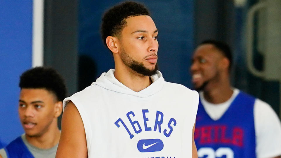 Ben Simmons is seen here at training with the Philadelphia 76ers.