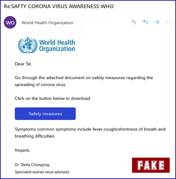 One of the first scams tied to coronavirus were phony World Health Organization messages -- and they’re still circulating, warns the Federal Trade Commission.