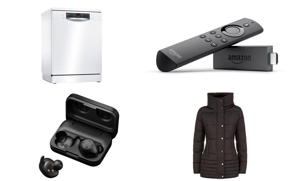 Today's deals include a Bosch dishwasher, a discount on an Amazon Fire stick, must-have wireless headphones and 20 per cent off everything at Hobbs