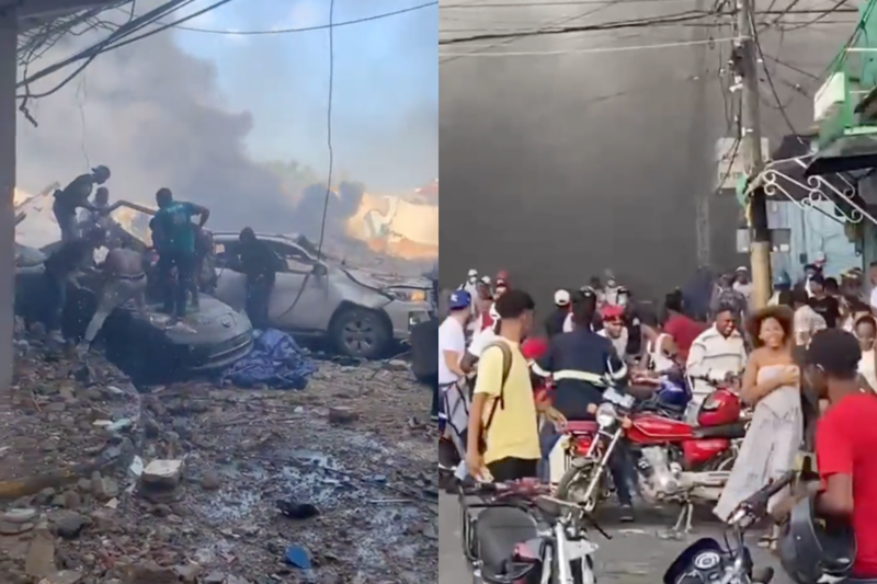 多明尼加的小鎮聖克里斯托瓦爾週一發生大爆炸，造成11死、數十人受傷。（翻攝自Twitter）