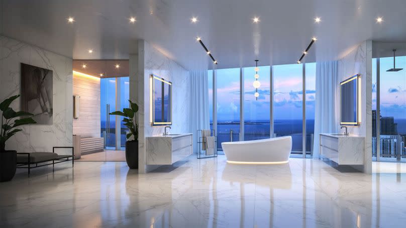 Inside the bathroom of Aston Martin's luxury penthouse