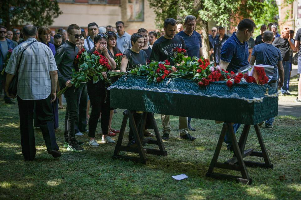 The funeral of Ukrainian soldier Oleksandr Suvorov is held in Kyiv on 9 June, 2022 (Getty Images)