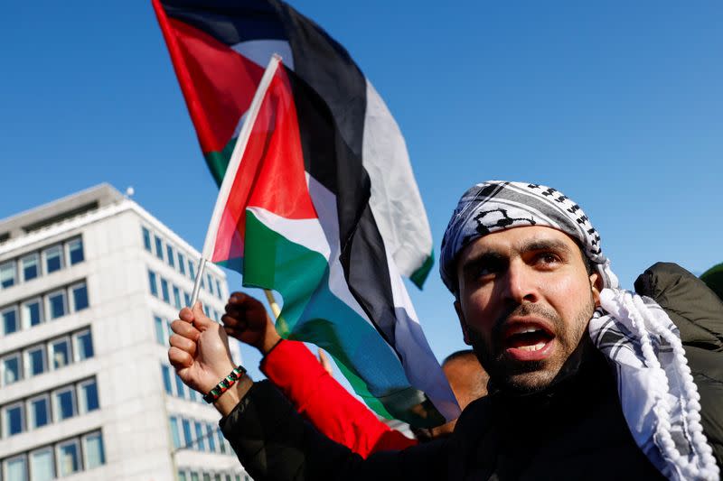 Demonstrations outside the International Court of Justice (ICJ) in The Hague