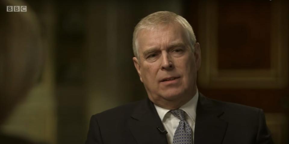Prince Andrew appearing on BBC Newsnight with Emily Maitlis.