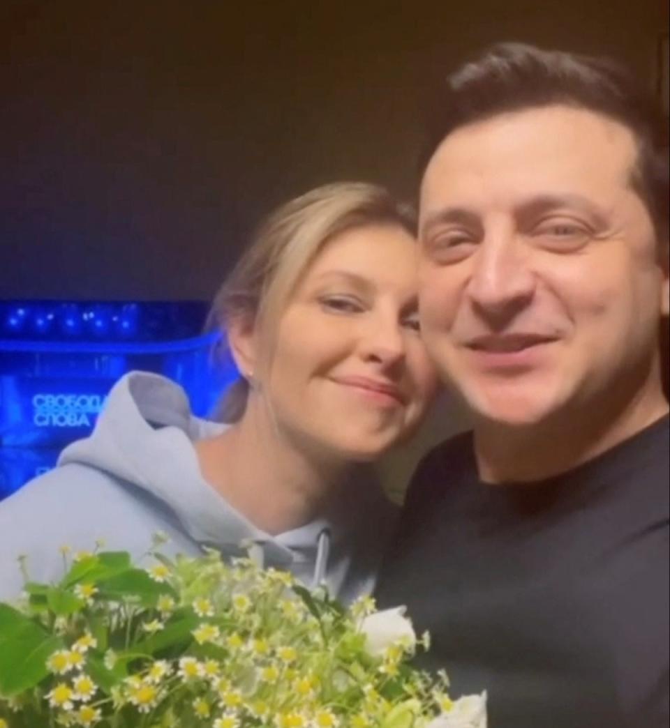 Volodymyr Zelensky with his wife Olena Zelenska (Volodymyr Zelensky/Reuters)