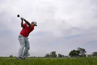 Hideki Matsuyama, of Japan, plays his shot from the 14th tee during a practice round of the U.S. Open Golf Championship, Wednesday, June 16, 2021, at Torrey Pines Golf Course in San Diego. (AP Photo/Gregory Bull)