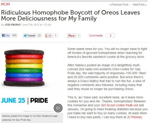 June: Homophobes Boycott Oreos, Forget to Boycott a Bunch of Other Stuff