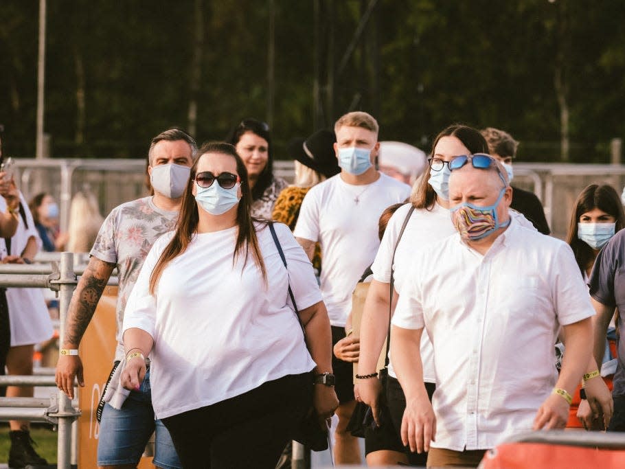 Fans begin to arrive for Sam Fenders performance at Virgin Money Unity Arena on August 11, 2020