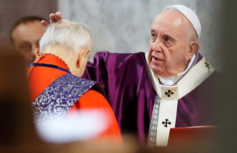 Pope Francis takes part in the penitential procession on Ash Wednesday in Rome