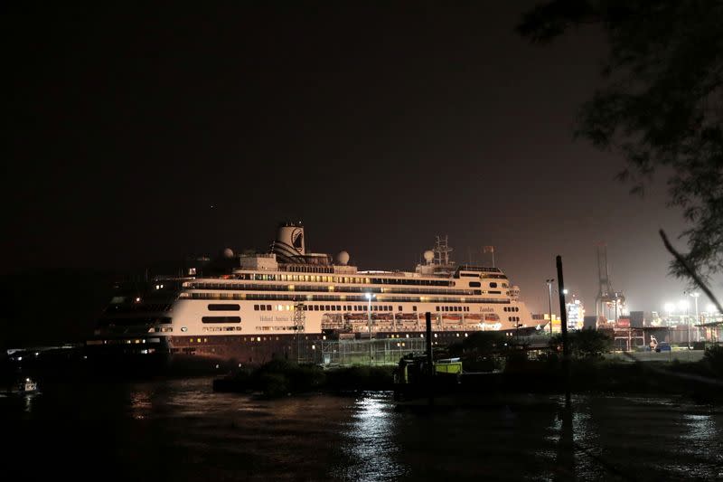 The cruise ship MS Zaandam, where passengers have died on board, navigates through the pacific side of the Panama Canal, in Panama City, Panama, as the coronavirus disease (COVID-19) outbreak continues