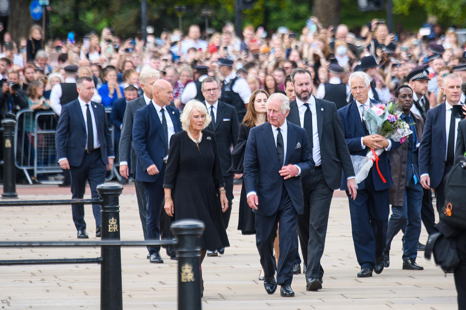 King Charles III and the Queen Consort arriving at Buckingham Palace, London after travelling from Balmoral following the death of Queen Elizabeth II on Thursday. Picture date: Friday September 9, 2022. Photo credit should read: Matt Crossick/Empics