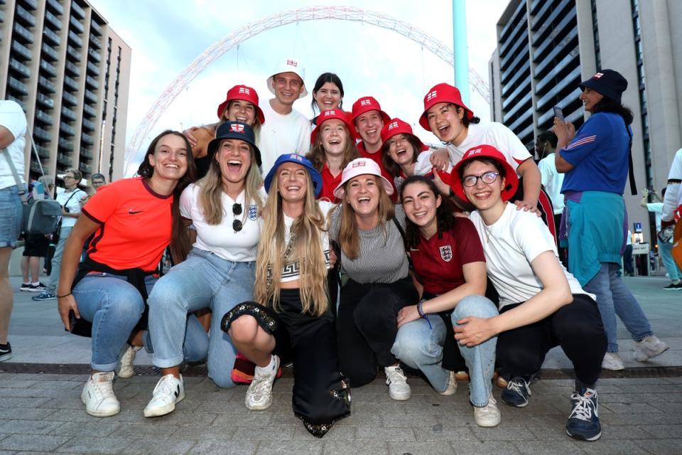 England fans celebrate at Wembley (James Manning/PA) (PA Wire)
