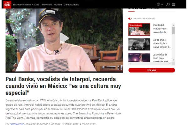 CNN entrevista a Paul Banks, vocalista de Interpol, en marzo de 2023