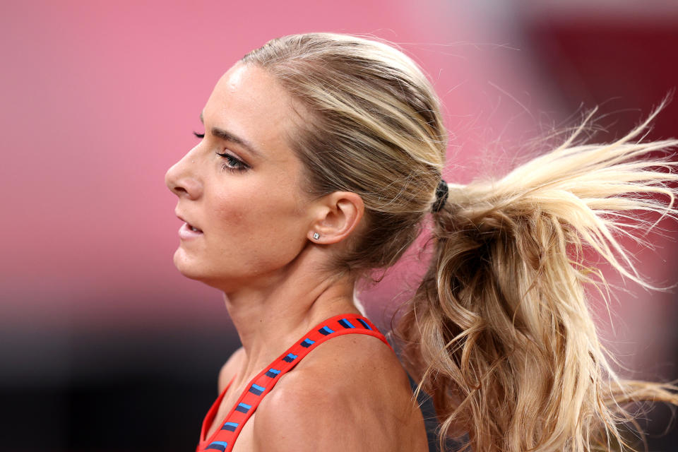 Pictured here, a shattered Emma Coburn after her women's 3000m steeplechase final.