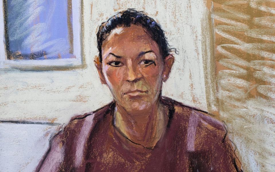 FILE PHOTO: Ghislaine Maxwell appears via video link during her arraignment hearing where she was denied bail for her role aiding Jeffrey Epstein to recruit and eventually abuse of minor girls, in Manhattan Federal Court, in the Manhattan borough of New York City, New York, U.S. July 14, 2020 in this courtroom sketch.  - Jane Rosenberg/REUTERS