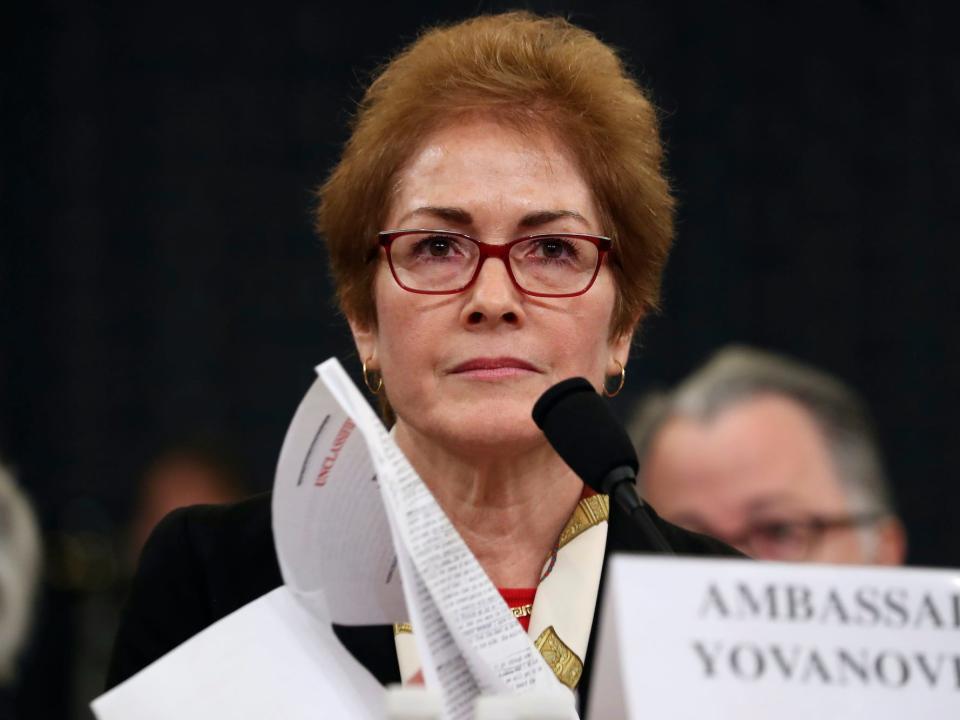 Former U.S. Ambassador to Ukraine Marie Yovanovitch testifies before the House Intelligence Committee on Capitol Hill in Washington on Nov. 15, 2019.