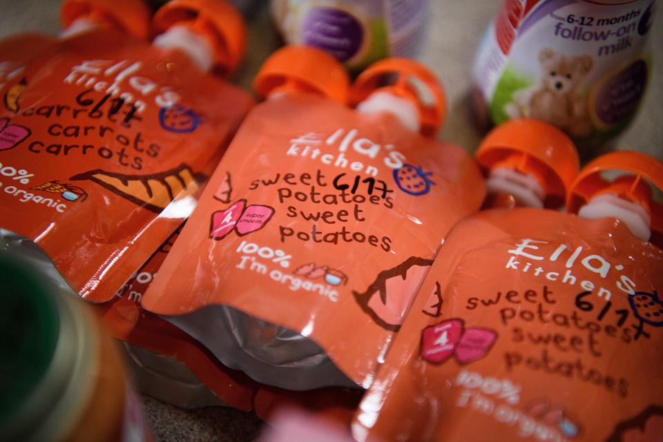 As demand for packaged baby food grows, environmentalists are concerned because most of these packs can't be recycled. (Photo: Leon Neal via Getty Images)