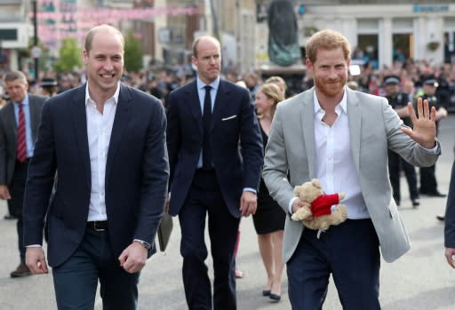 Prince Harry and his best man, brother Prince William, went to greet the crowds outside Windsor Castle, where many will spend the night to secure a good spot for Saturday's events