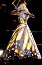 <p>Carrie Underwood's laser-show dress may not have lived up to the hype, but it was interesting to watch the light show on the skirt while she performed.</p>