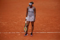 Tennis - French Open - Roland Garros, Paris, France - May 27, 2018 Venus Williams of the U.S. reacts during her first round match against China's Qiang Wang REUTERS/Christian Hartmann