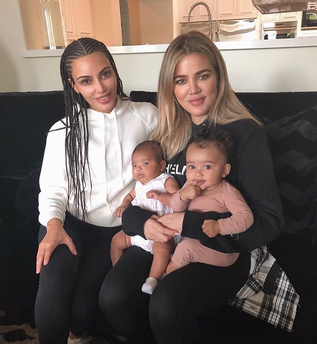 8) Kim and Khloe with Chicago and True, June 2018