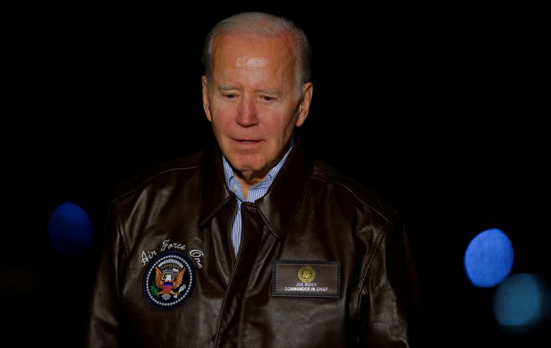 FILE PHOTO: President Joe Biden arrives back at the White House in Washington