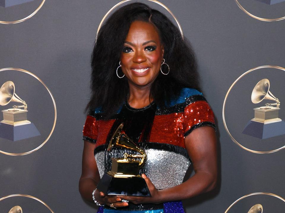 Viola Davis with her Grammy award at the 2023 Grammys