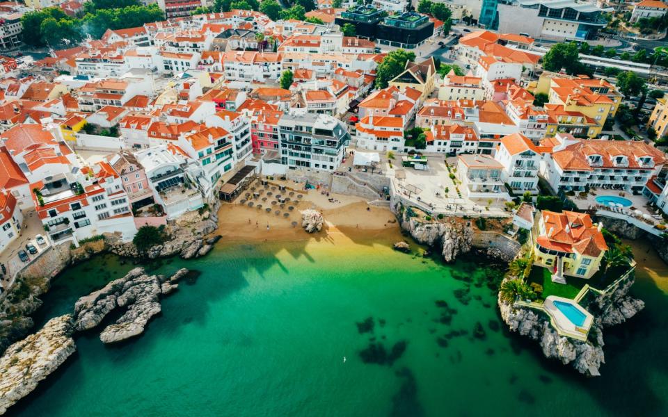 An aerial view of Praia da Reinha - getty