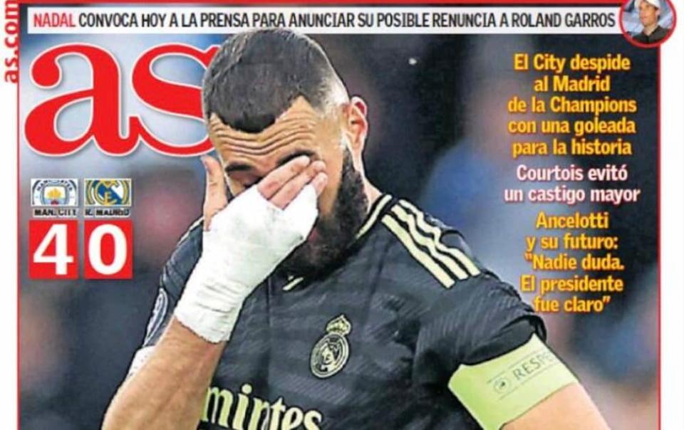 AS frontpage- &#39;An earthquake ... Enough to make you cry&#39; &#x002013; Spanish media react to Man City masterclass over Real Madrid