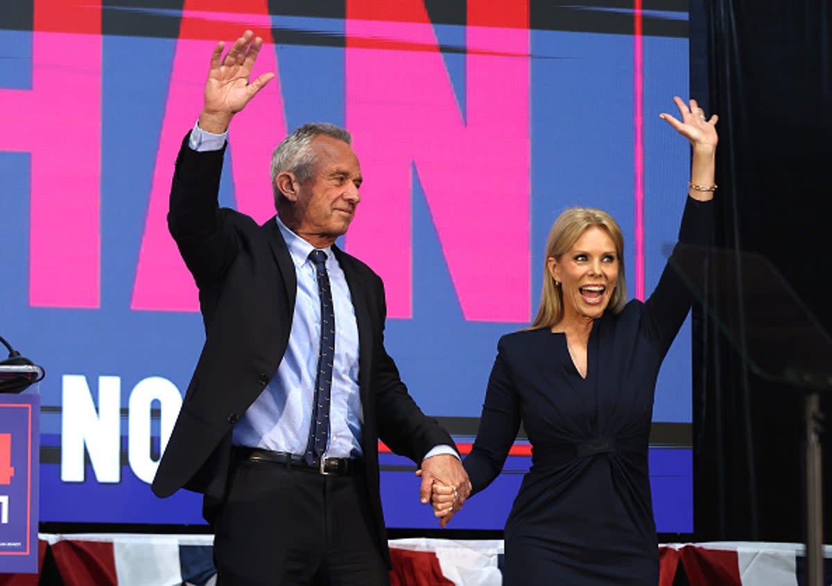 Cheryl Hines and Robert Kenndey Jr. have been married since 2014. She was seen celebrating her birthday without her husband amid his sexting scandal  (Getty Images)