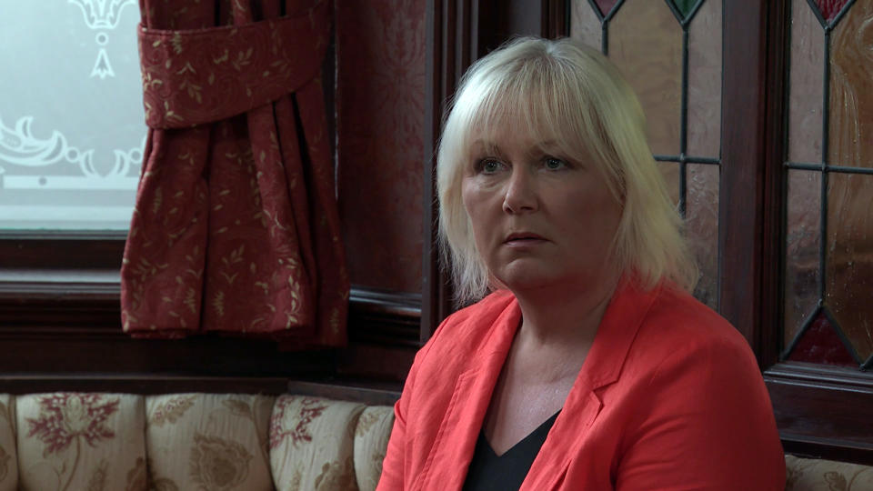 FROM ITV

STRICT EMBARGO - No Use Before Tuesday 27th July 2021

Coronation Street - 10395

Wednesday 4th August 2021 - 2nd Ep

A furious Eileen Grimshaw [SUE CLEAVER] lambasts George Shuttleworth [TONY MAUDSLEY] for cancelling their date. But when George reveals that he overheard her telling Mary that he makes her skin crawl, Eileenâ€™s mortified. 

Picture contact David.crook@itv.com

This photograph is (C) ITV Plc and can only be reproduced for editorial purposes directly in connection with the programme or event mentioned above, or ITV plc. Once made available by ITV plc Picture Desk, this photograph can be reproduced once only up until the transmission [TX] date and no reproduction fee will be charged. Any subsequent usage may incur a fee. This photograph must not be manipulated [excluding basic cropping] in a manner which alters the visual appearance of the person photographed deemed detrimental or inappropriate by ITV plc Picture Desk. This photograph must not be syndicated to any other company, publication or website, or permanently archived, without the express written permission of ITV Picture Desk. Full Terms and conditions are available on  www.itv.com/presscentre/itvpictures/terms