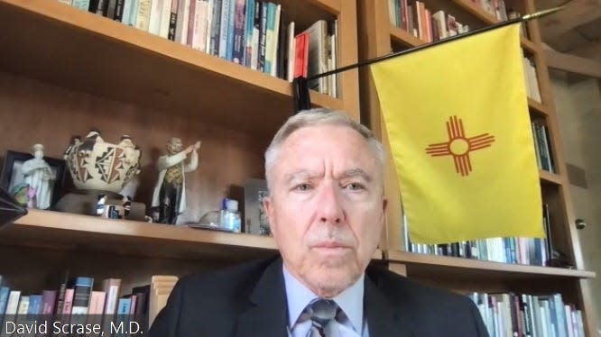 New Mexico acting Health Secretary Dr. David Scrase speaks during a video news conference on Wednesday, Sept. 8, 2021.