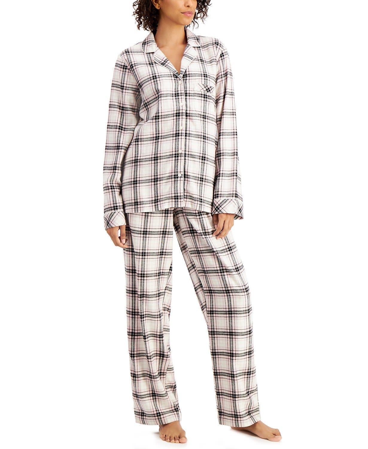 Charter Club Printed Cotton Flannel Pajama Set, Created for Macy's