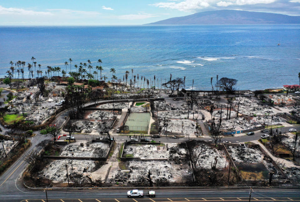 Aerial view of the damage from the wildfires