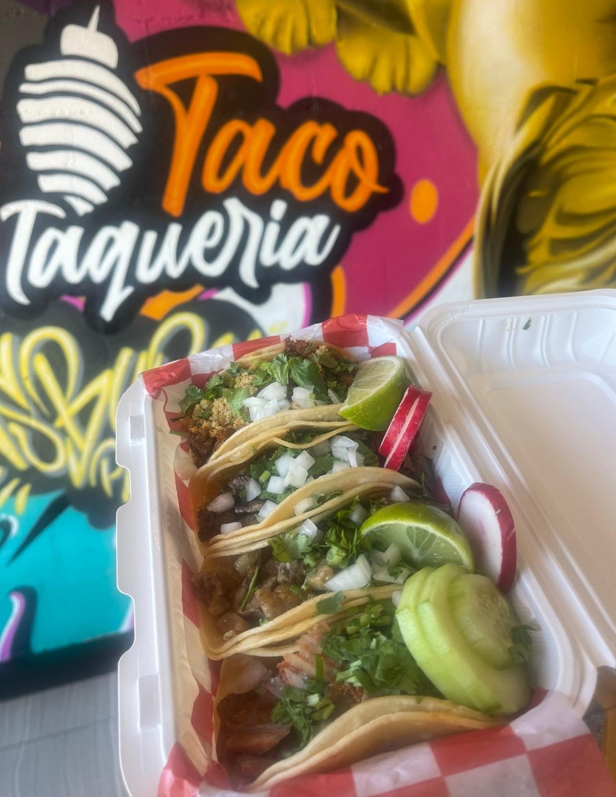 Suadero (beef cooked with pork lard), asada (grilled beef), al pastor (pork and pineapple) and campechanos (Mexican sausage, steak and pork rinds) tacos at Tic Taco Taqueria in Asbury Park.