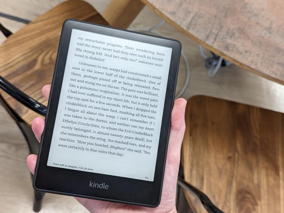 The all new Kindle paperwhite is bigger, but still small enough to hold in one hand (Steve Hogarty/The Independent)