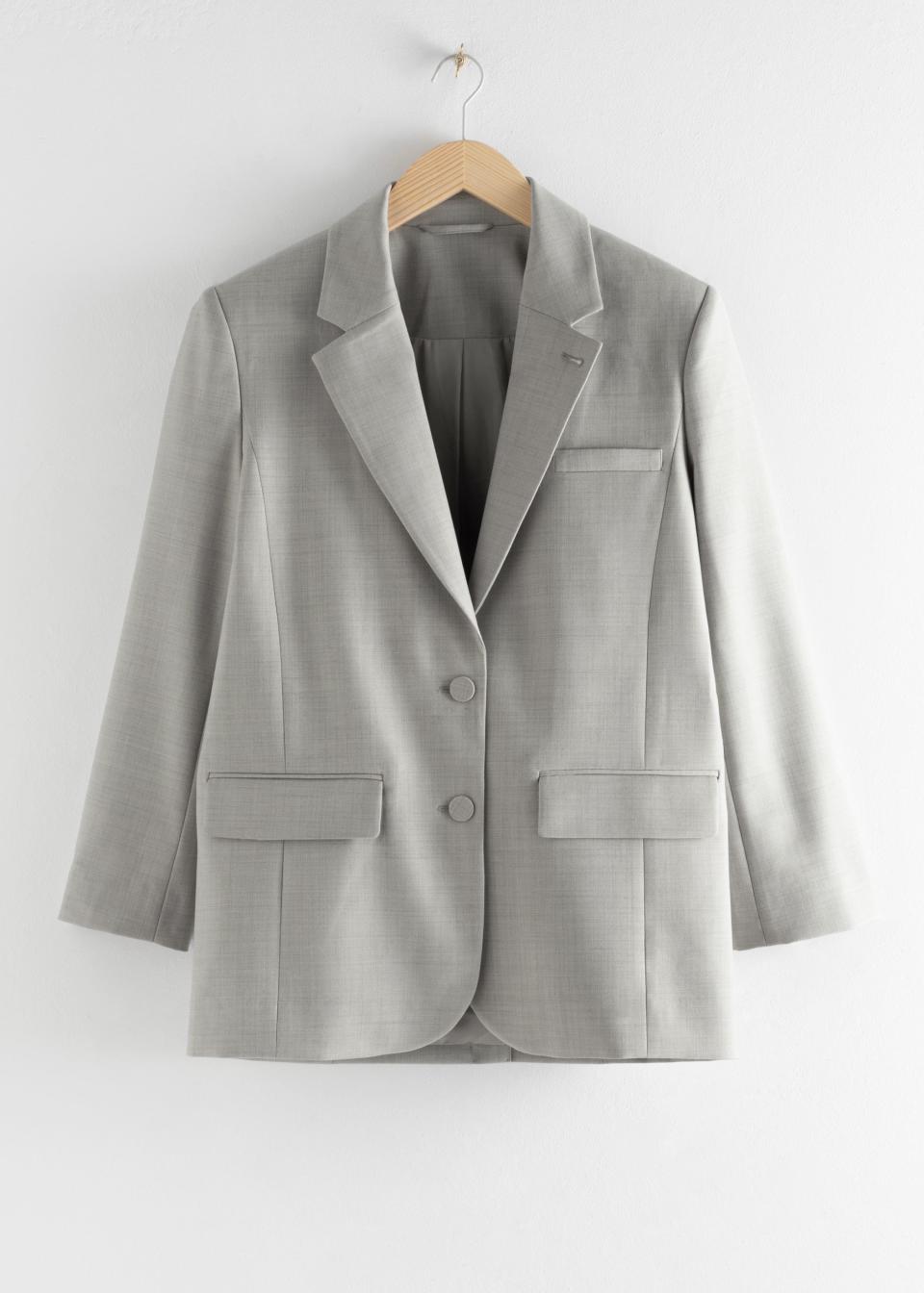 & Other Stories Oversized Wool Blend Tailored Blazer